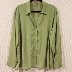 Notations Lime Green Button Down Top 2x